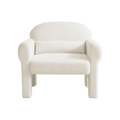 Modern Boucle Accent Chair with Lumbar Pillow for Living Room