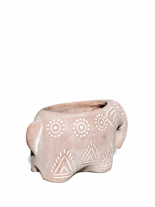 Handmade Terracotta Elephant Pot - Folk Design