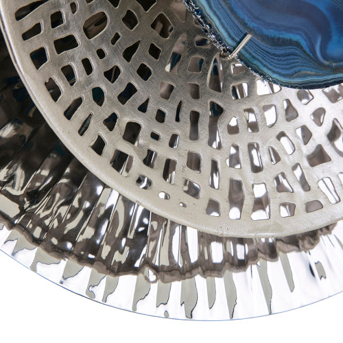 Silver Textured Oversized Disc Wall Decor for Living Room & Bedroom