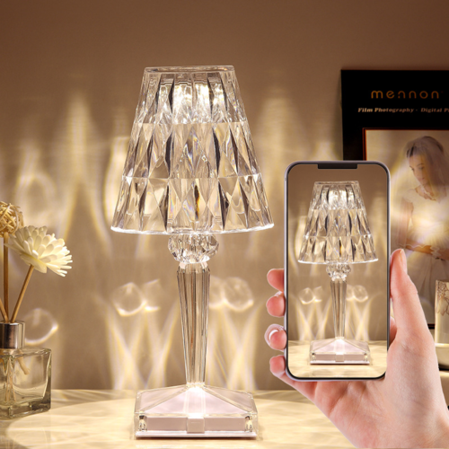 Rose Crystal Table Lamp, USB Charging, Bedside Romantic Night Light,