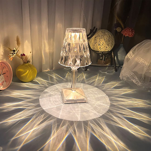 Rose Crystal Table Lamp, USB Charging, Bedside Romantic Night Light,