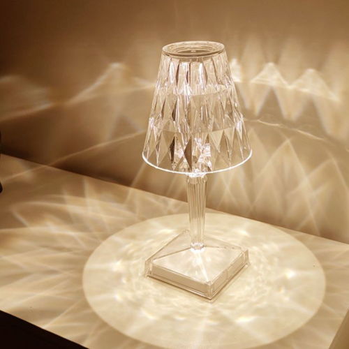 Rose Crystal Table Lamp, USB Charging, Bedside Romantic Night Light,