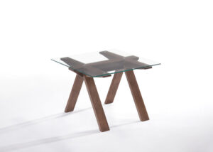 19" Walnut Wood and Glass End Table – Modern Octagonal Design