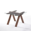 19" Walnut Wood and Glass End Table – Modern Octagonal Design