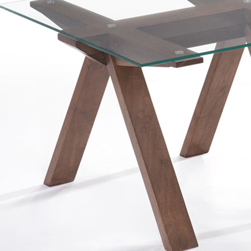19" Walnut Wood and Glass End Table – Modern Octagonal Design