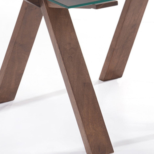 19" Walnut Wood and Glass End Table – Modern Octagonal Design
