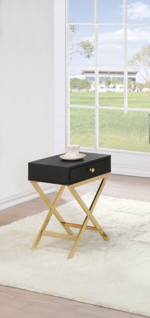 Sleek White and Brass End or Side Table – Modern Design