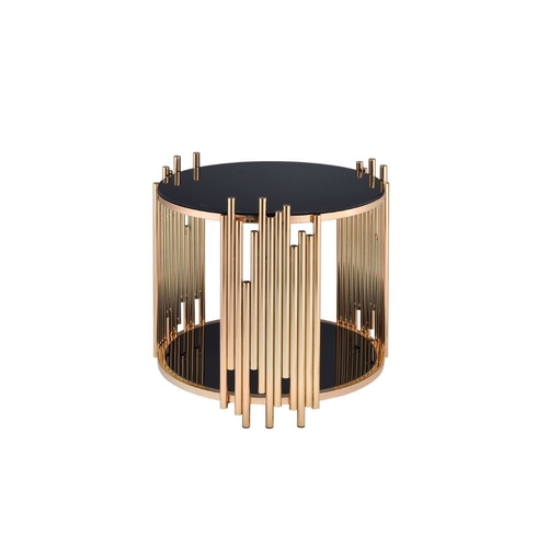 25"x25"x22" Black Glass and Gold End Table – Modern Design