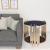 25"x25"x22" Black Glass and Gold End Table – Modern Design