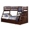 Espresso Pine Wood Bunk Bed with Trundle (Twin/Full)