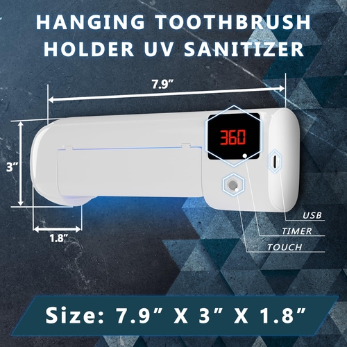 Wall Mounted Toothbrush Holder with 4 Slots and Sterilizer