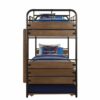 Antique Oak and Gunmetal Twin Over Twin Bunk Bed