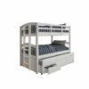 White Twin Bunk Bed with Trundle and Storage Drawers