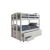 White Twin Bunk Bed with Trundle and Storage Drawers