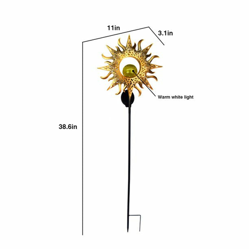 SolarEra Garden Stake Solar Lights Outdoor Sun Decor Crackle Glass