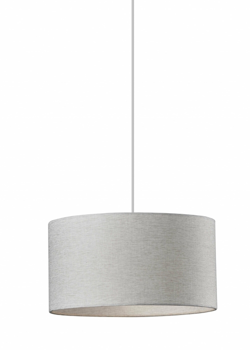 Burlap Drum Pendant Lamp - Light Brown Fabric Shade
