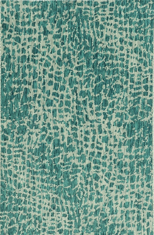 8-inch Teal Machine Woven UV Treated Animal Print Rug