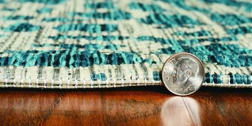 8-inch Teal Machine Woven UV Treated Animal Print Rug