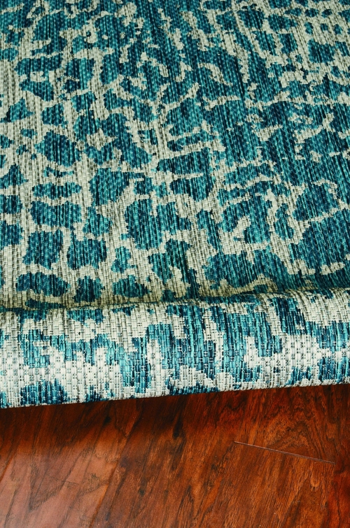 8-inch Teal Machine Woven UV Treated Animal Print Rug