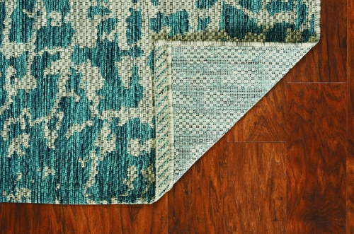 8-inch Teal Machine Woven UV Treated Animal Print Rug