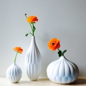 Collection of 3 Textured Porcelain Vases – Decorative and Elegant