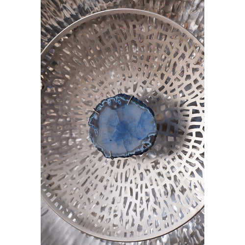 Silver Textured Oversized Disc Wall Decor for Living Room & Bedroom