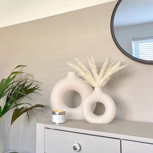 White Ceramic Vases – Modern Donut Vase Set of 2