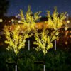 2Pcs Solar Canola Flower Lights for Garden Christmas Decor
