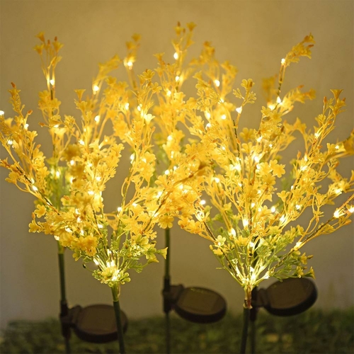2Pcs Solar Canola Flower Lights for Garden Christmas Decor