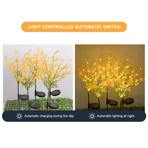 2Pcs Solar Canola Flower Lights for Garden Christmas Decor
