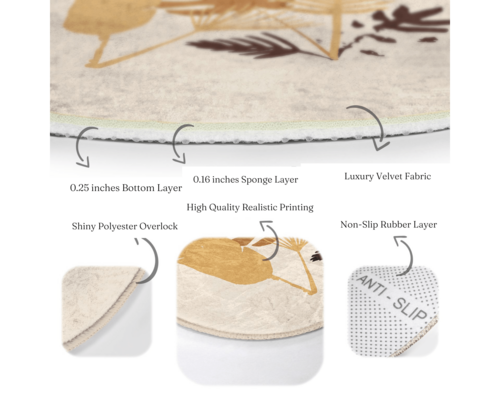 Abstract Round Rug | Boho Circle Carpet | Non-Slip Area Rug
