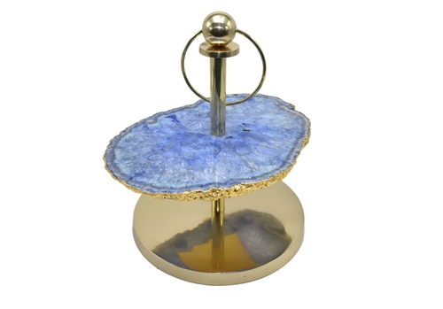 1-Layer Display Stand with Gold Finish and Gemstone Top