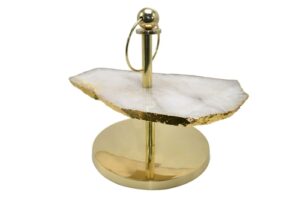 1-Layer Display Stand with Gold Finish and Gemstone Top