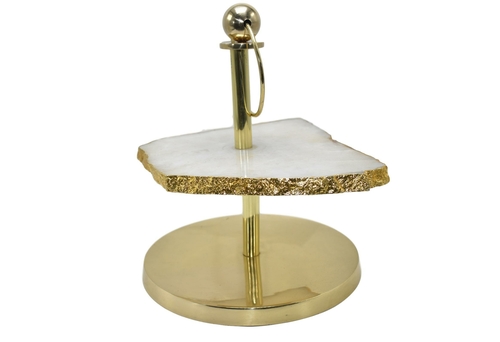 1-Layer Display Stand with Gold Finish and Gemstone Top