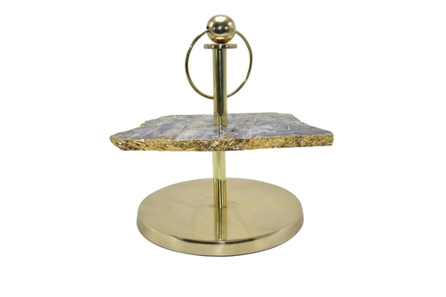 1-Layer Display Stand with Gold Finish and Gemstone Top