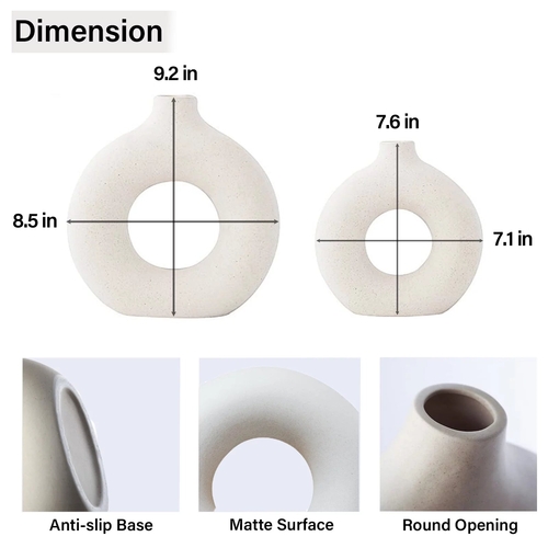 White Ceramic Vases – Modern Donut Vase Set of 2