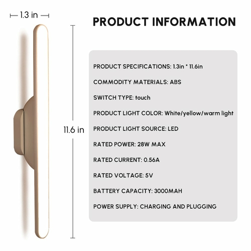 Under Cabinet Light 5W Closet Lights Rechargeable LED Lighting