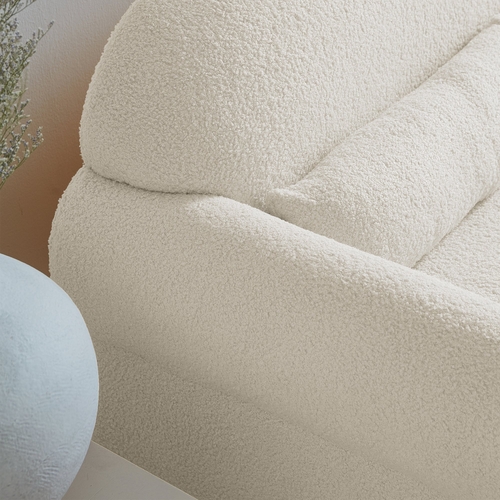 Modern Boucle Accent Chair with Lumbar Pillow for Living Room