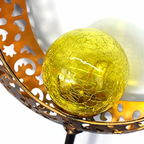 SolarEra Garden Stake Solar Lights Outdoor Sun Decor Crackle Glass