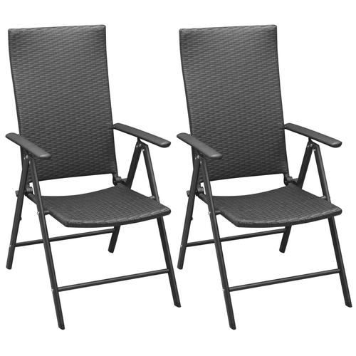 Stackable Garden Chairs Set of 2 in Poly Rattan Black