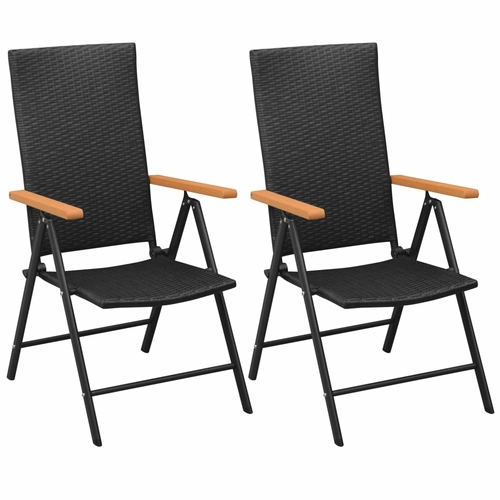 Stackable Garden Chairs Set of 2 in Poly Rattan Black