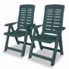 Reclining Garden Chairs 2 pcs Plastic White Weather Resistant