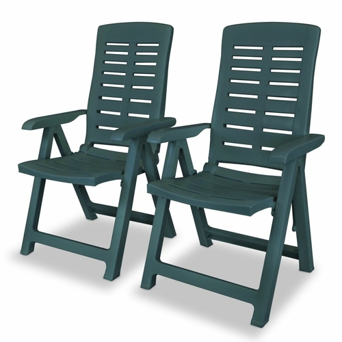 Reclining Garden Chairs 2 pcs Plastic White Weather Resistant