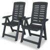 Reclining Garden Chairs 2 pcs Plastic White Weather Resistant