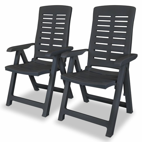Reclining Garden Chairs 2 pcs Plastic White Weather Resistant