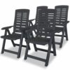 Reclining Garden Chairs 2 pcs Plastic White Weather Resistant
