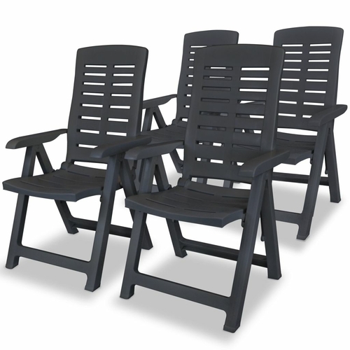 Reclining Garden Chairs 2 pcs Plastic White Weather Resistant