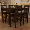 Wooden Dining Table with 4 Chairs - Natural Finish