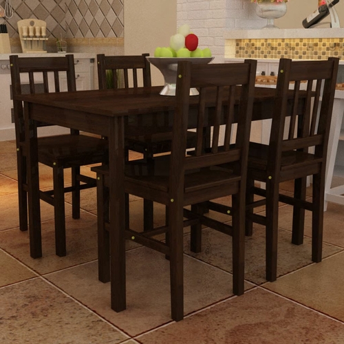 Wooden Dining Table with 4 Chairs - Natural Finish
