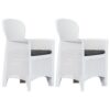 Garden Chairs Set of 2 with Cushions in White Rattan Look